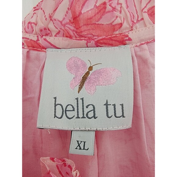 Bella Tu Off-The-Shoulder Mini Dress Pink Floral Bohemian Size XL Modified - Picture 4 of 16